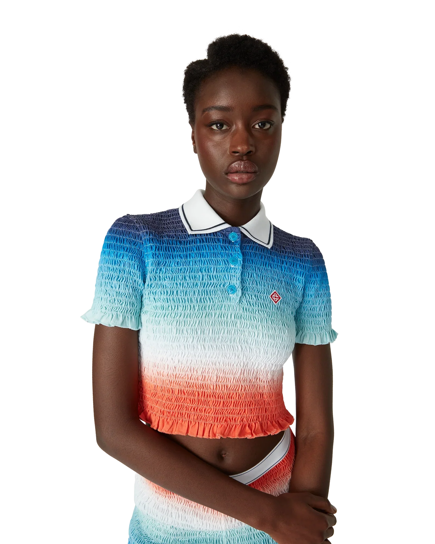 Gradient Cropped Polo Shirt