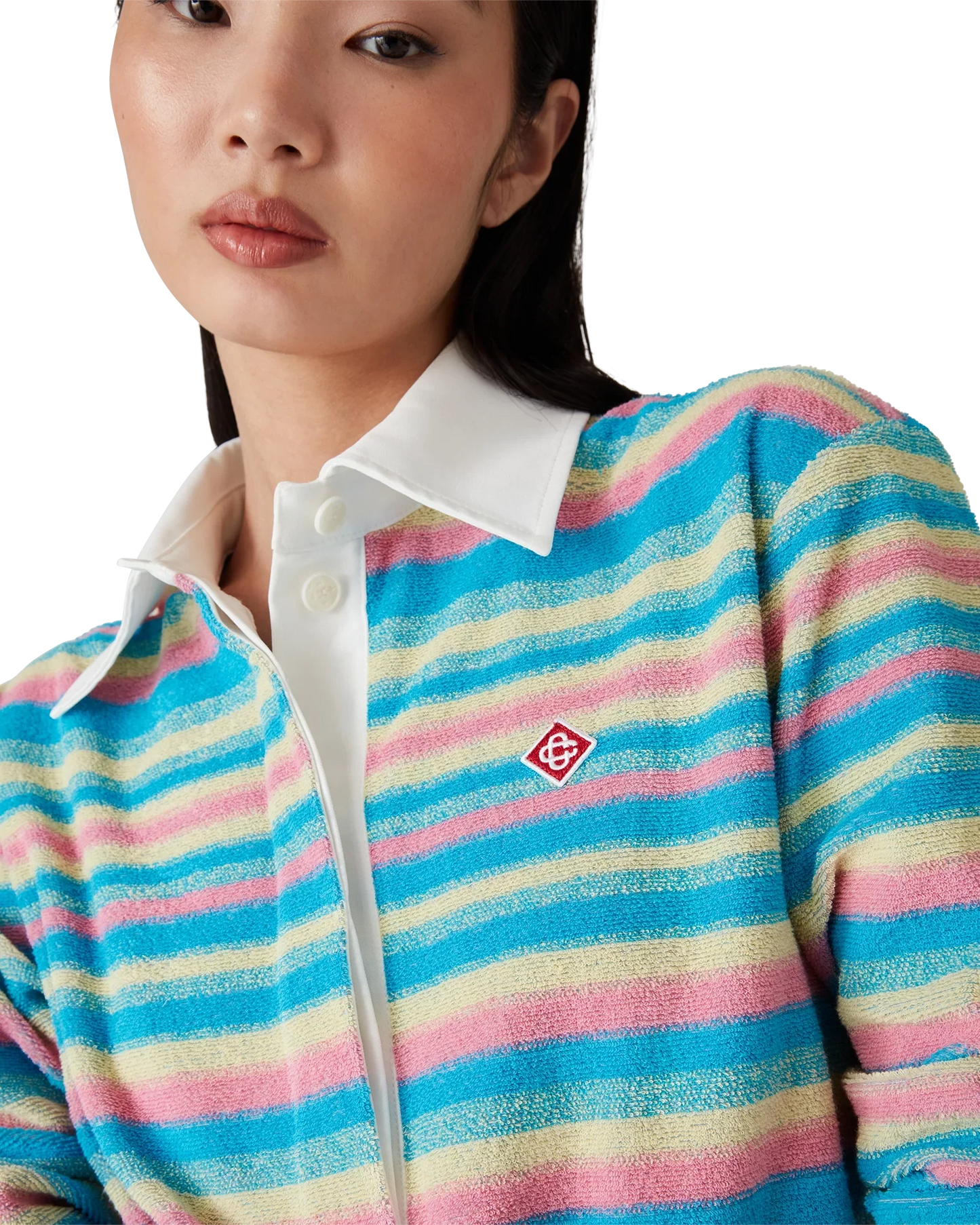 Stripe Towelling Polo Shirt