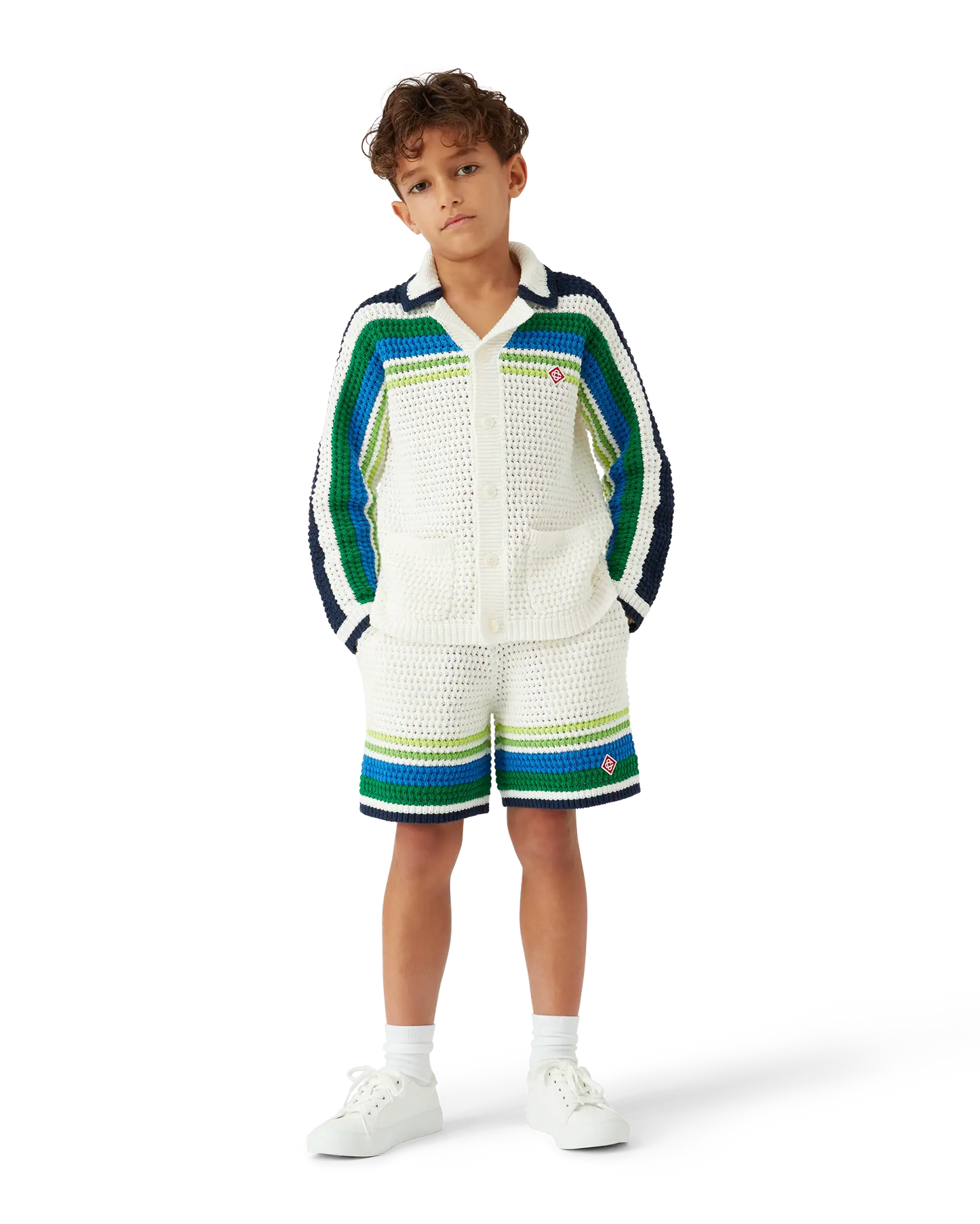 Children's Tennis Stripe Long Sleeve Knit Shirt