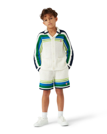 Children's Tennis Stripe Long Sleeve Knit Shirt