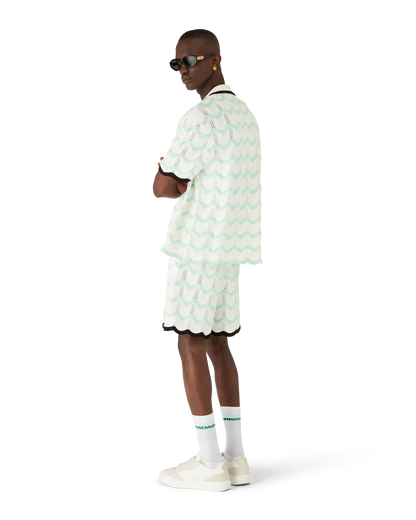Gradient Wave Cotton Crochet Shorts