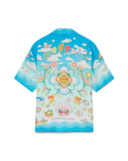 Kawaii Motif Short Sleeve Silk Twill  Shirt
