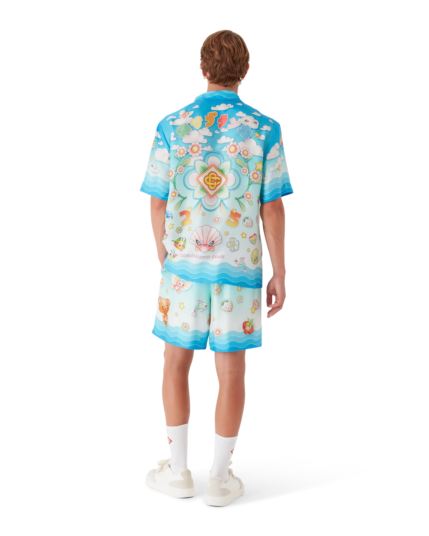 Kawaii Motif Short Sleeve Silk Twill  Shirt