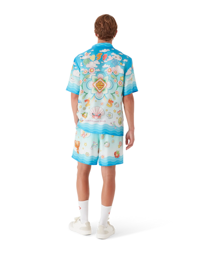 Kawaii Motif Short Sleeve Silk Twill  Shirt