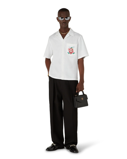 Cotton Poplin Embroidered Short Sleeve Shirt