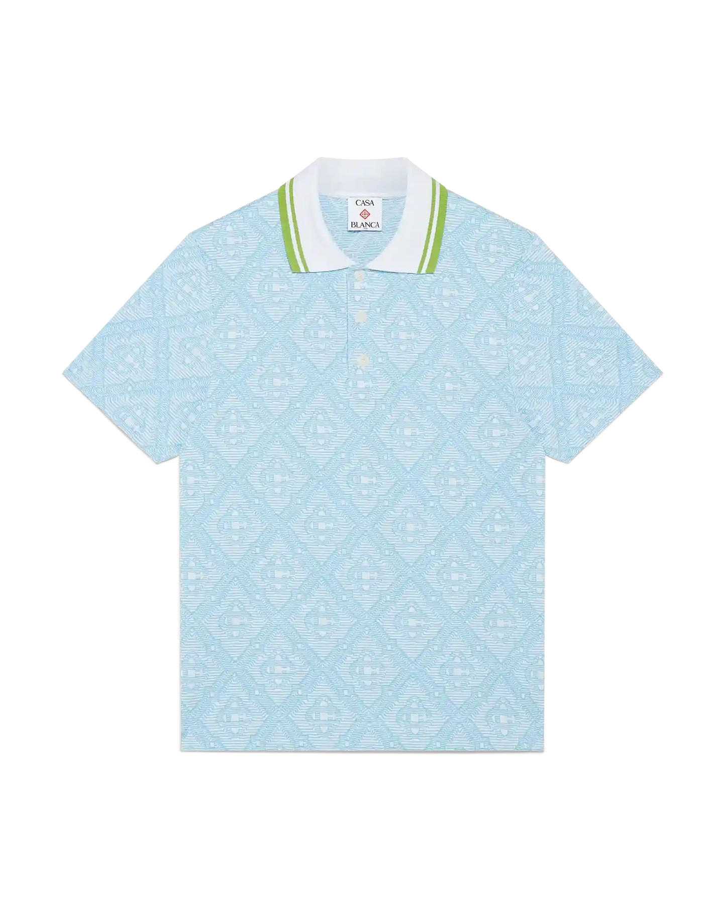 Pale Blue Jacquard Short Sleeve Jacquard Polo Shirt