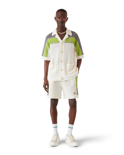 Stripe Crochet Short Sleeve Shirt