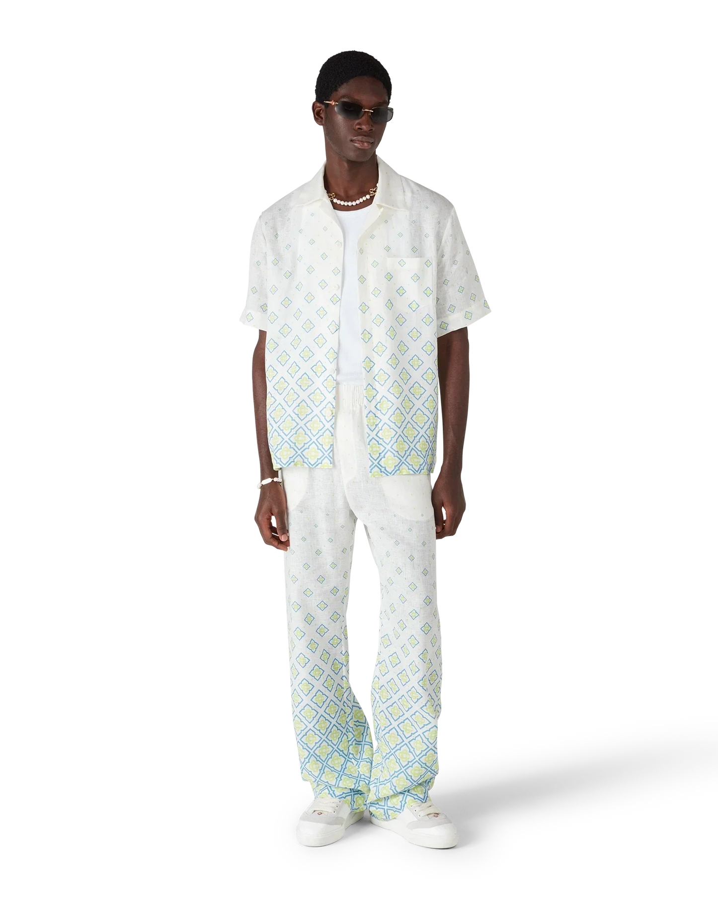 Degrade Monogram Short Sleeve Linen Shirt