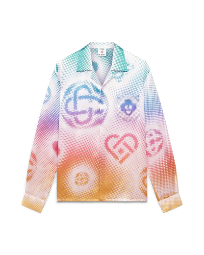 Halftone Logo Long Sleeve Silk Shirt
