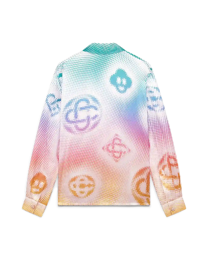 Halftone Logo Long Sleeve Silk Shirt