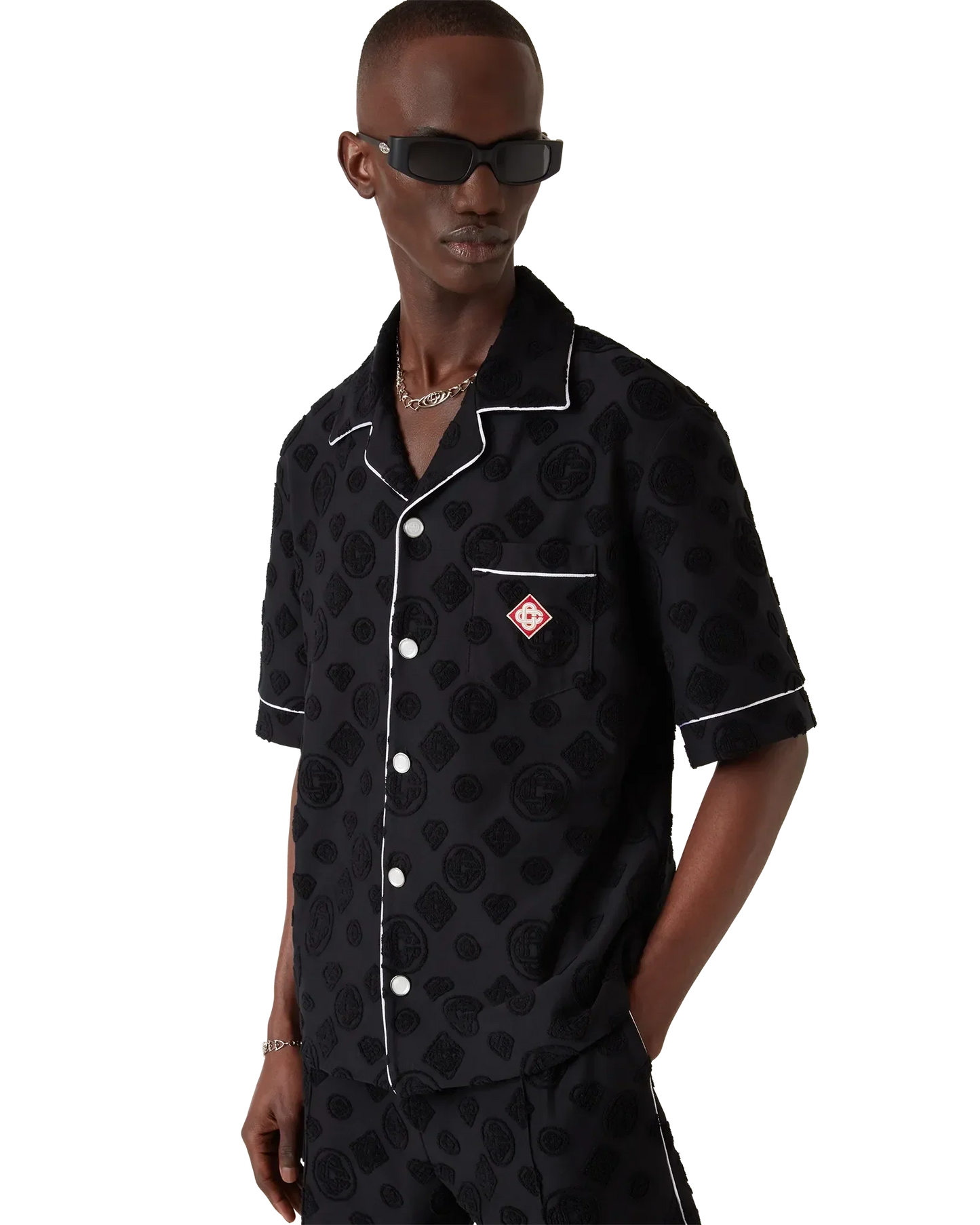 Towelling Monogram Short Sleeve Shirt