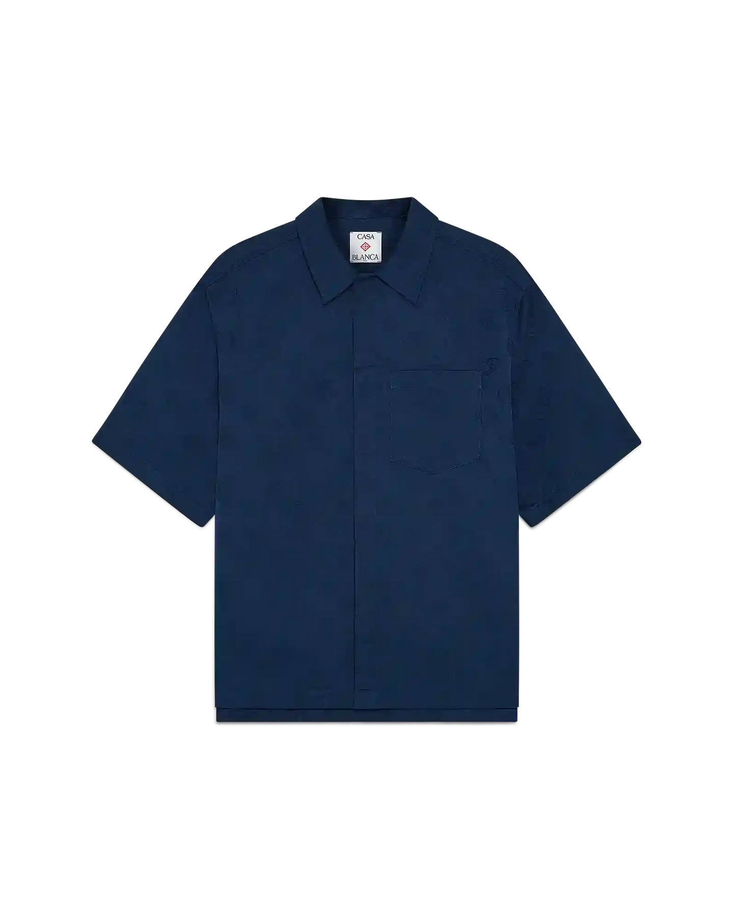 Navy Monogram Short Sleeve Shirt