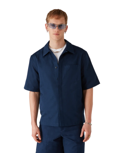 Navy Monogram Short Sleeve Shirt