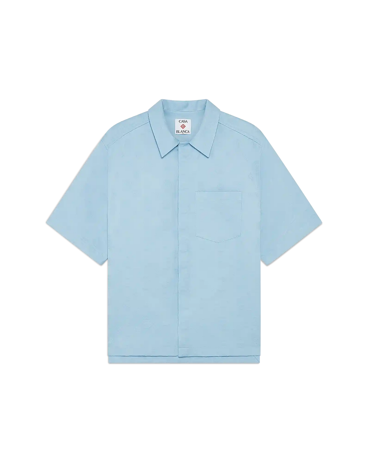 Light Blue Monogram Short Sleeve Shirt