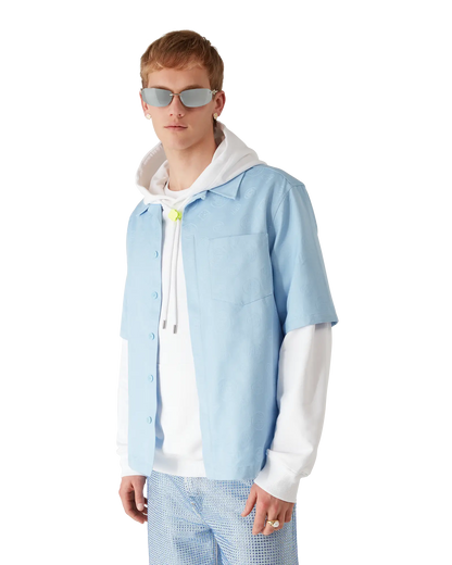 Light Blue Monogram Short Sleeve Shirt