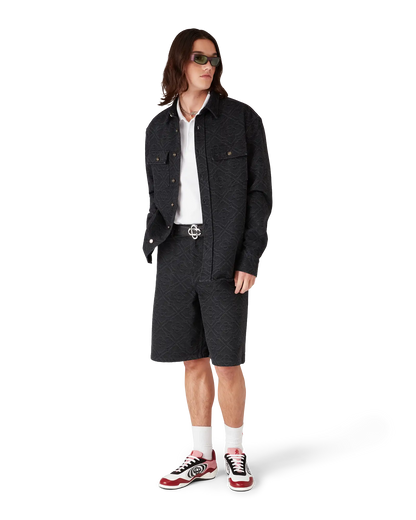 Black Laser Long Sleeve Denim Shirt