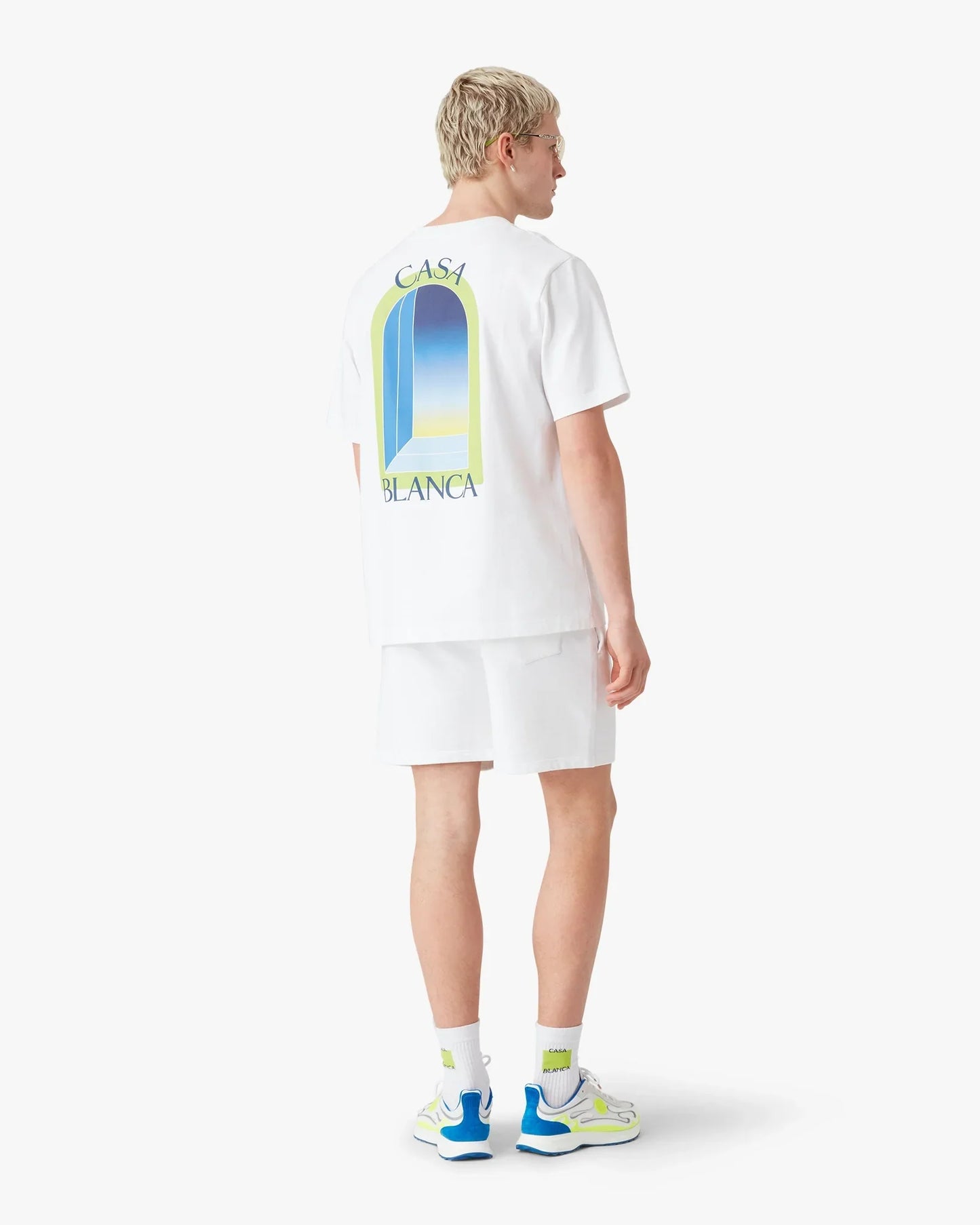 White & Lime L'Arche Sweatshorts