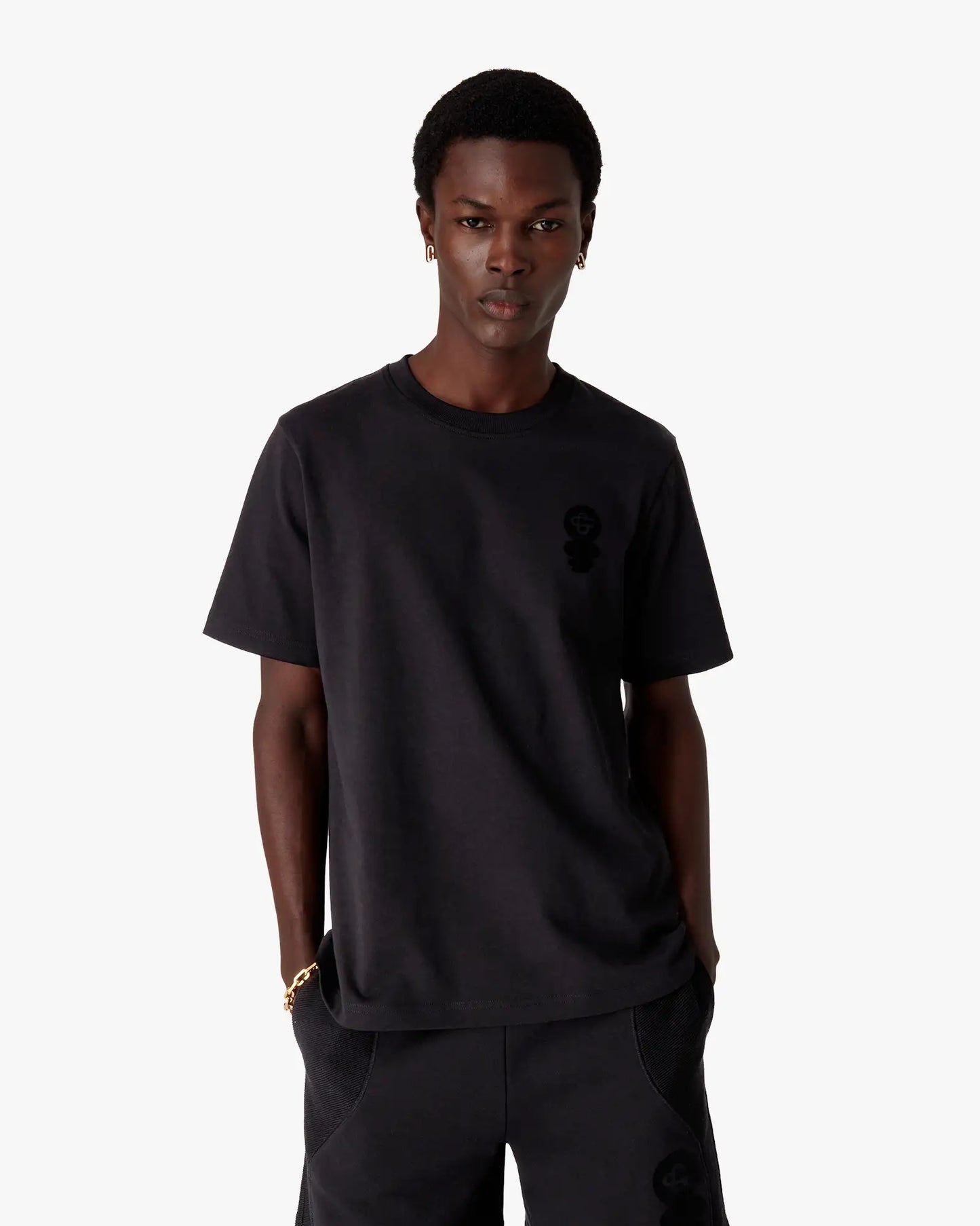 Black Squash Logo Flock Short Sleeve T-Shirt