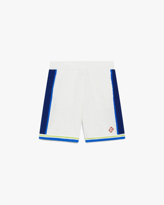 White & Blue Crochet Shorts