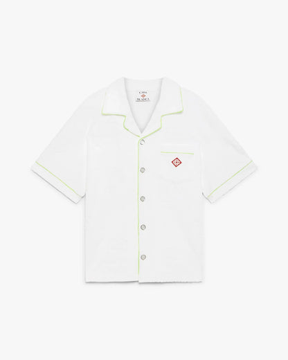 White Towelling Monogram Short Sleeve Shirt