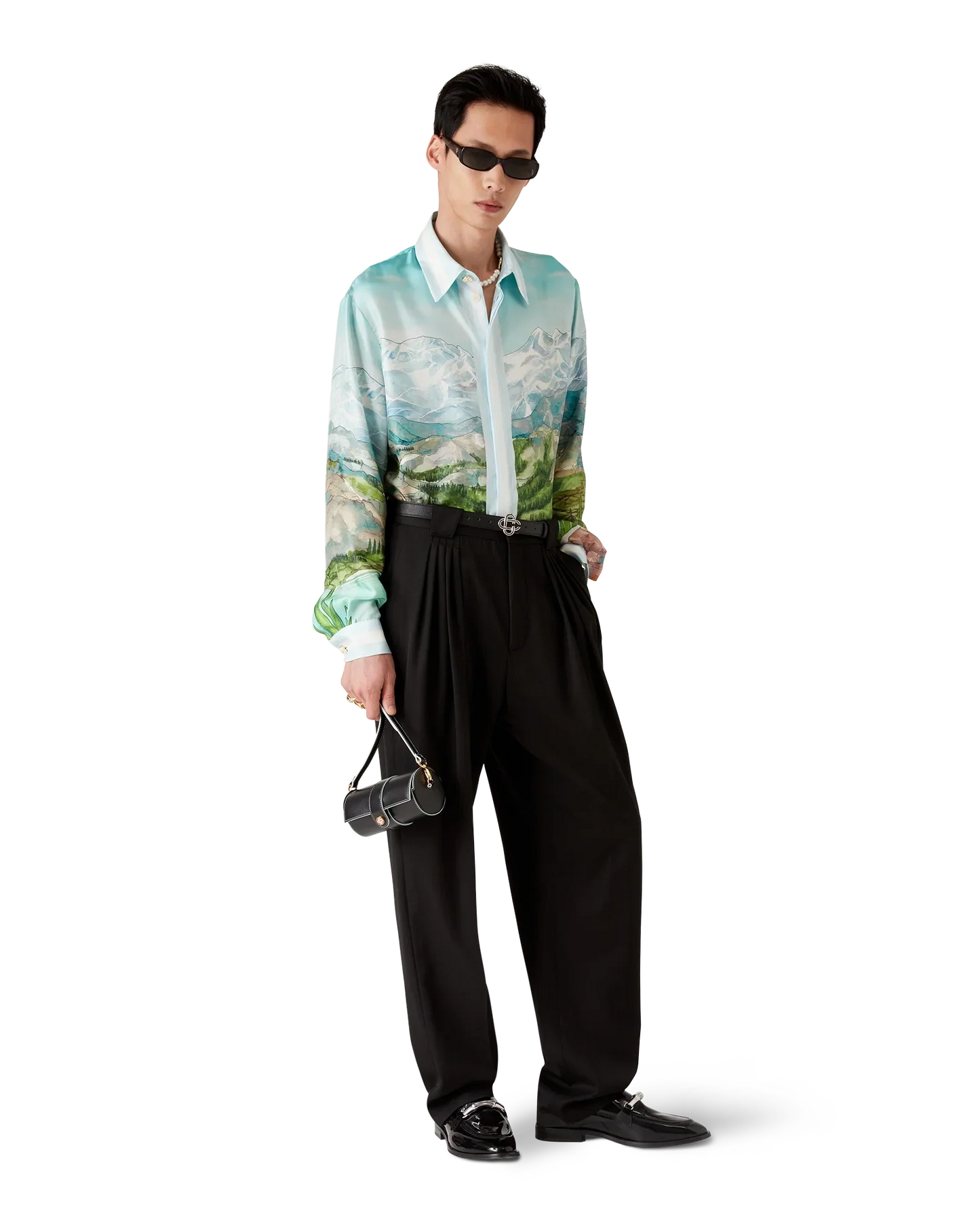 Dalmatian A La Montange Long Sleeve Silk Shirt