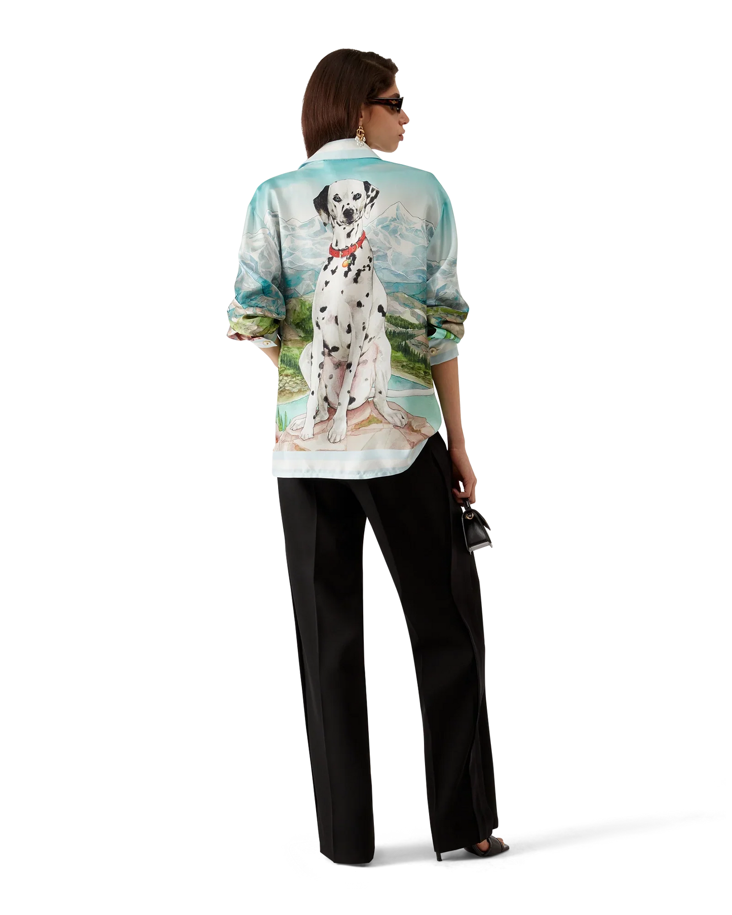 Dalmatian A La Montange Long Sleeve Silk Shirt