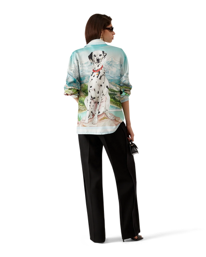 Dalmatian A La Montange Long Sleeve Silk Shirt