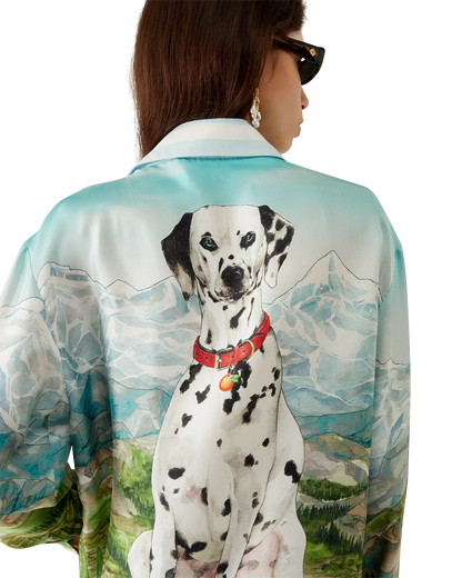 Dalmatian A La Montange Long Sleeve Silk Shirt