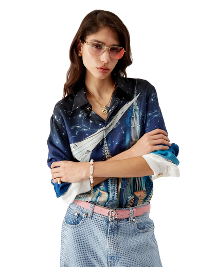 Vol De Nuit Long Sleeve Silk Shirt