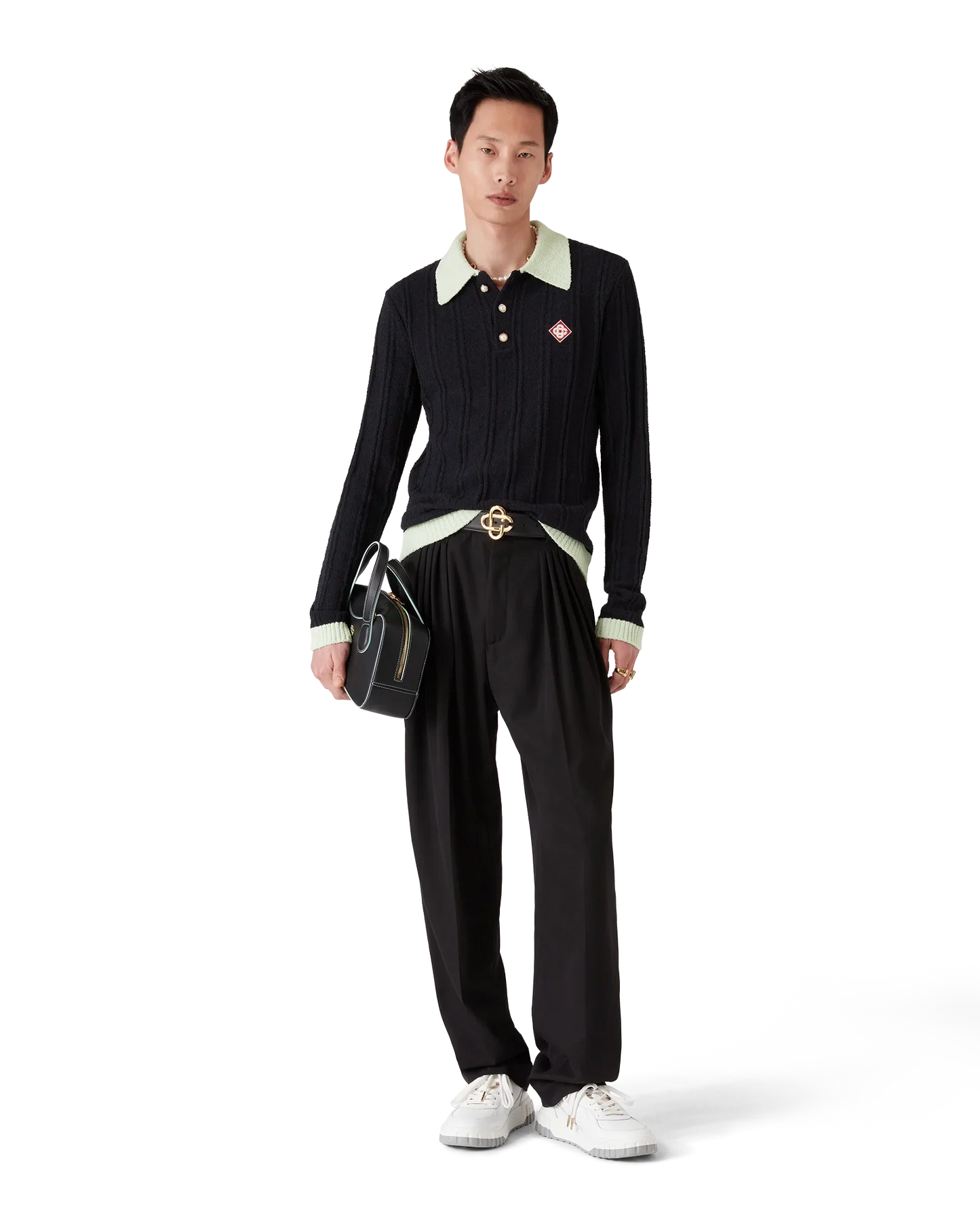 Boucle Long Sleeve Polo Shirt