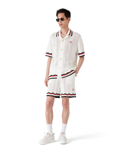 Cotton Montagne Ondulee Short Sleeve Crochet Shirt