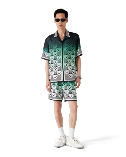 Gradient Monogram Short Sleeve Silk Shirt