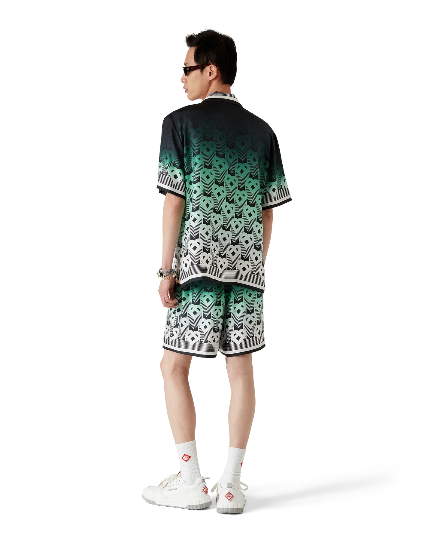 Gradient Monogram Short Sleeve Silk Shirt