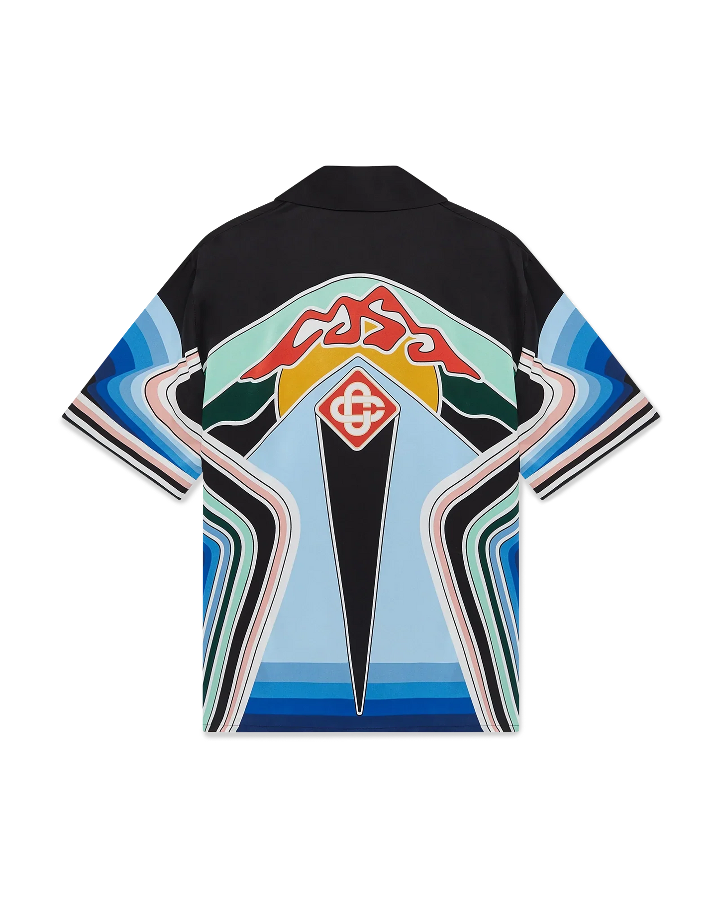 Graphic Mountain Short Sleeve Silk Shirt