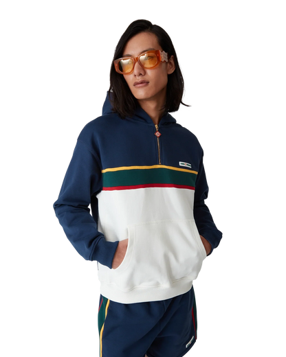 Colourblock Quarter Zip Hooded Sweatshirt