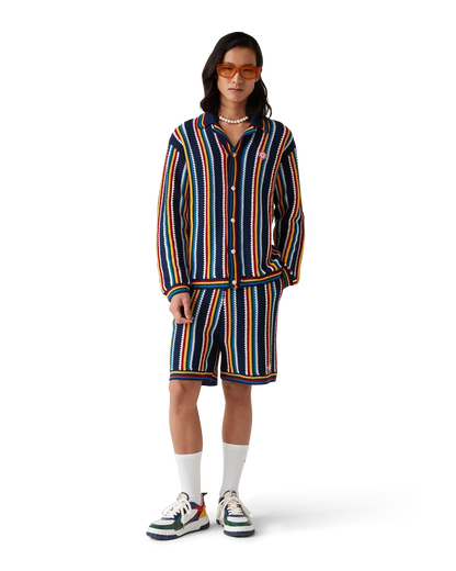 Crochet Long Sleeve Stripe Shirt