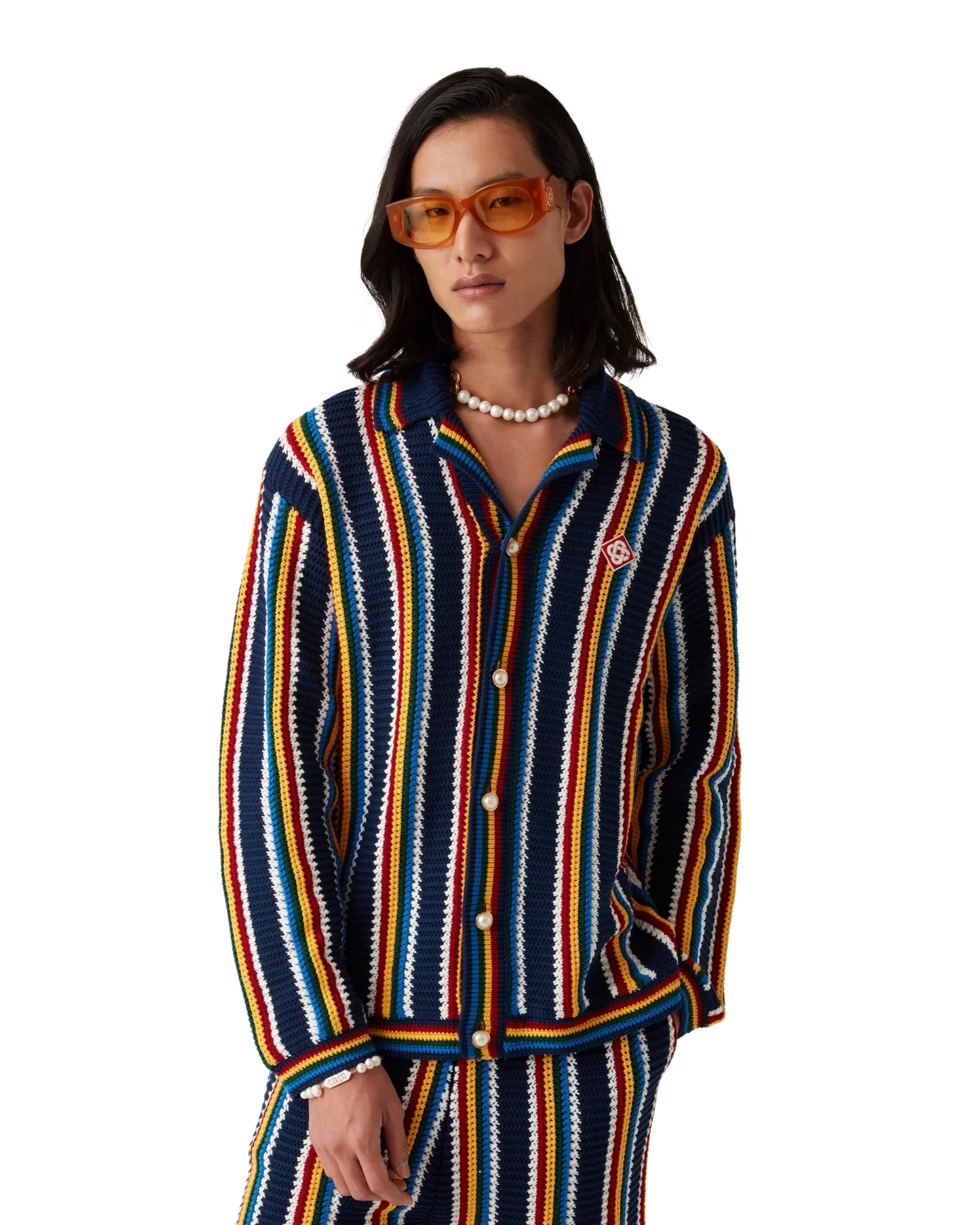 Crochet Long Sleeve Stripe Shirt