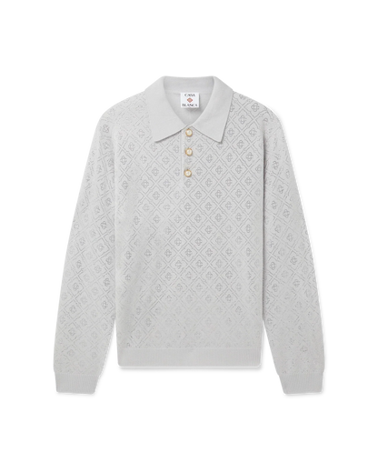 Crystal Monogram Knit Polo Shirt