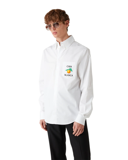 Embroidered Orange Oxford Shirt