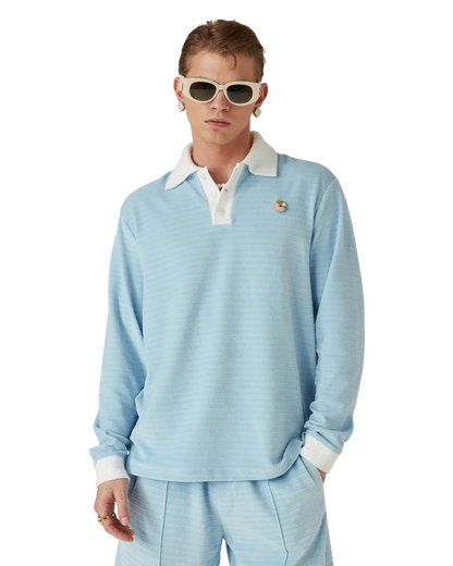 Velour Stripe Polo Shirt