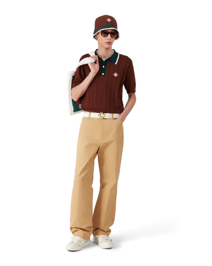 Cable Knit Oversized Polo Shirt
