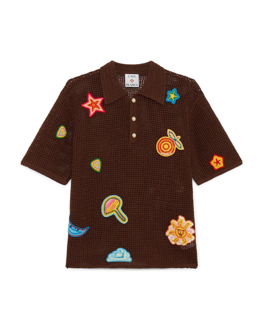Motif Crochet Polo Shirt