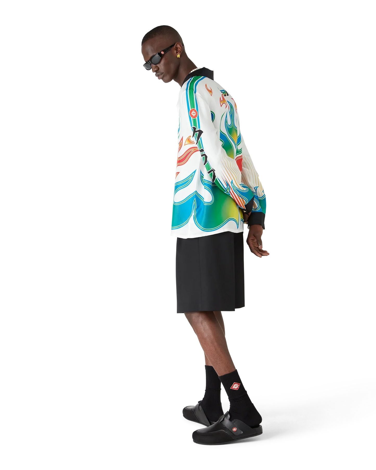Flame Laurel  Long Sleeve Silk Twill Shirt