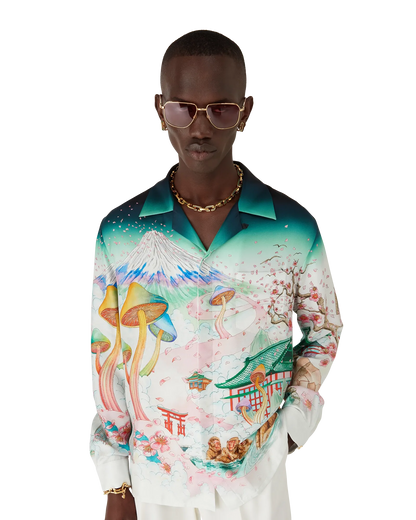 Flowers Long Sleeve Silk Twill Shirt