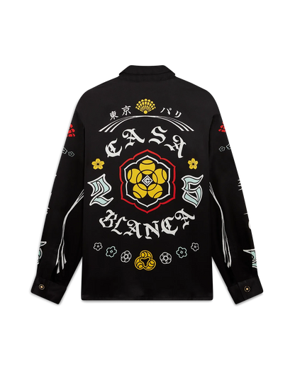 Emblem Long Sleeve  Silk Satin Shirt