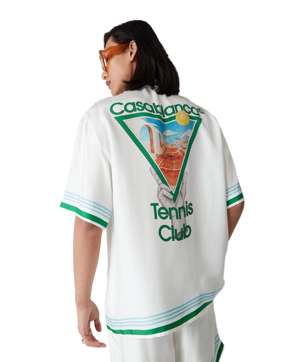 Metaphysical Tennis Icon Short-Sleeve Silk Shirt