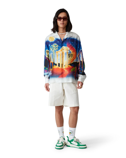 Midnight Acropolis Silk Long Sleeve Shirt