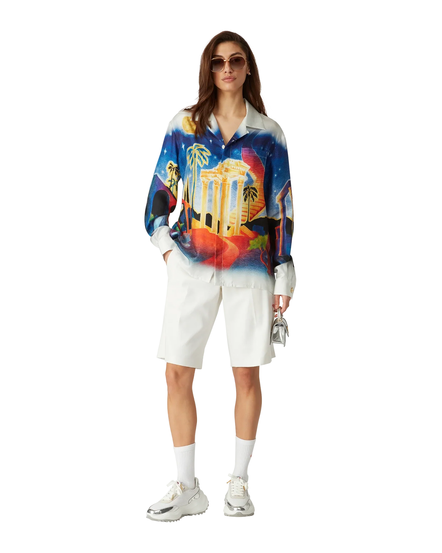 Midnight Acropolis Silk Long Sleeve Shirt