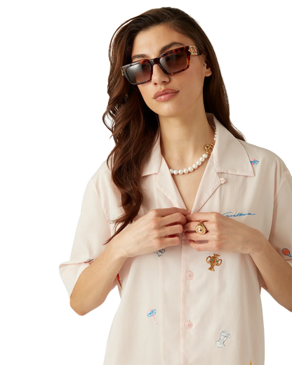 Embroidered Short Sleeve Motif Shirt