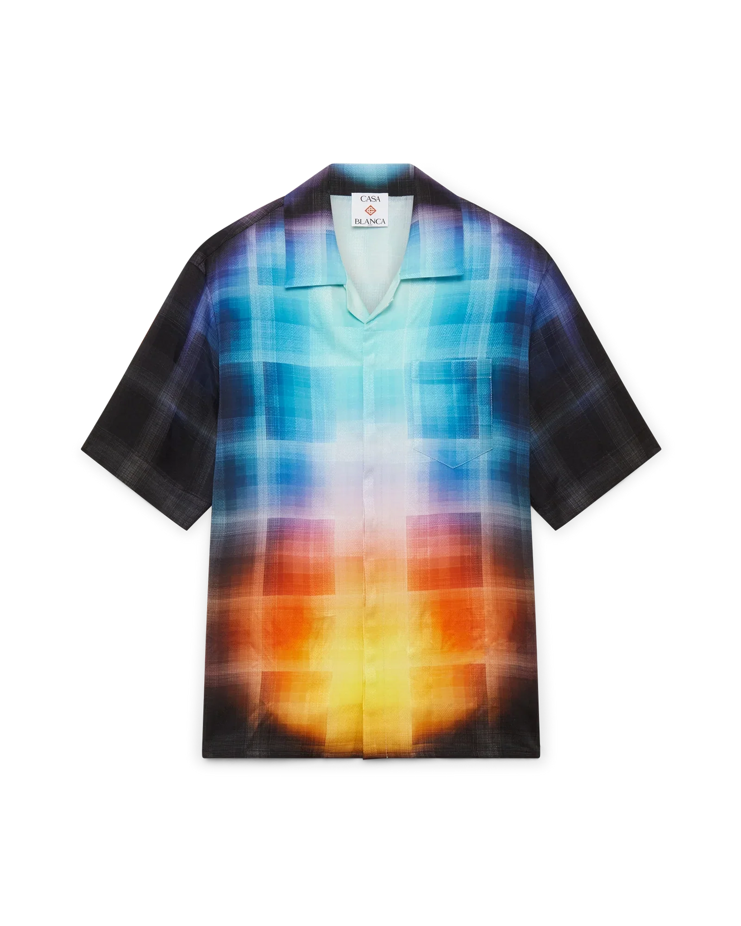 Gradient Check Viscose Blend Short Sleeve Shirt